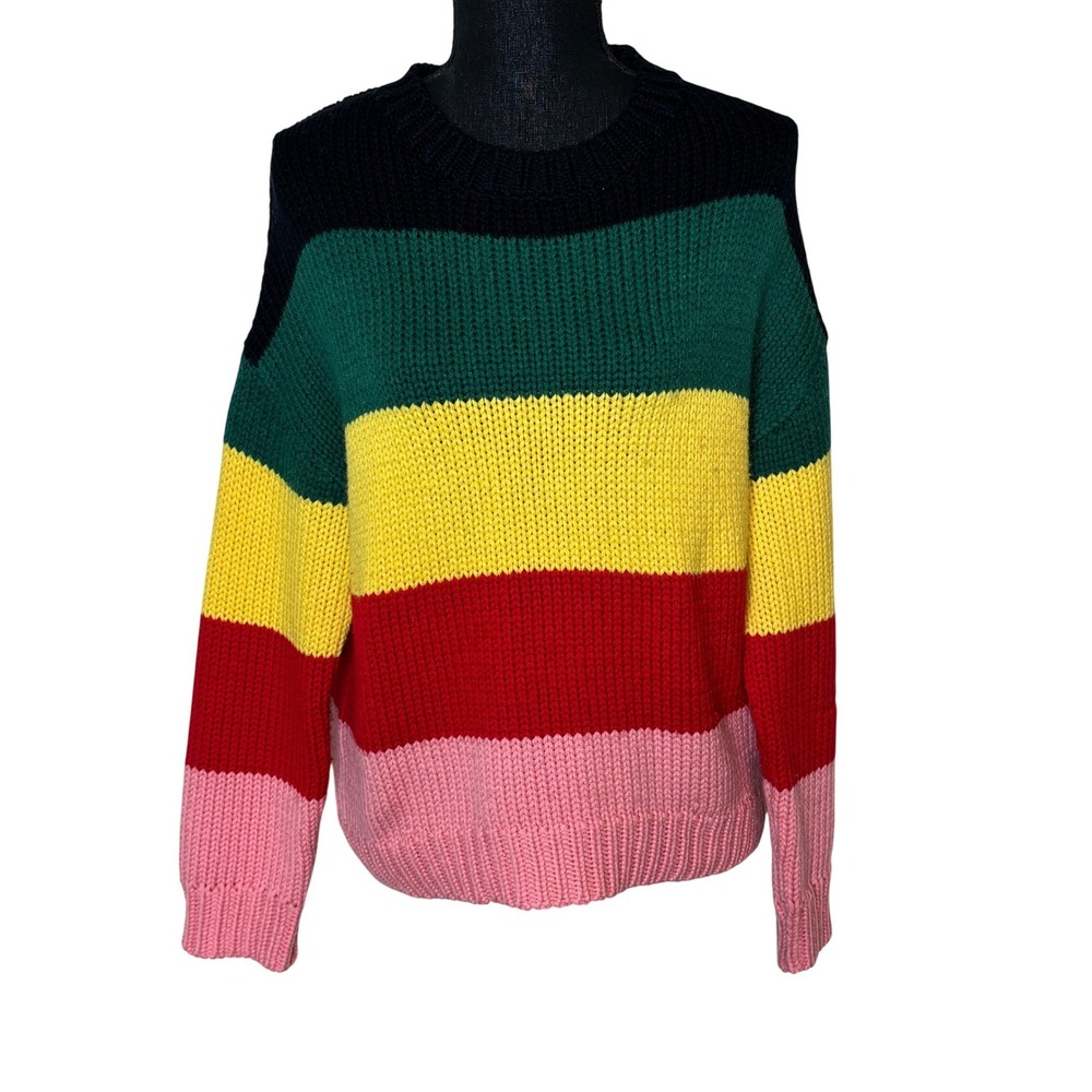 Sundry Merino Wool Striped Color Block Knit Crewneck Sweater Size Large 1/S